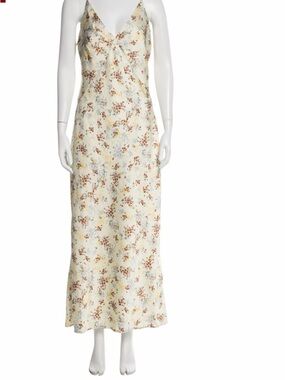 Caroline Constas Light Yellow Floral Slip Maxi Dress